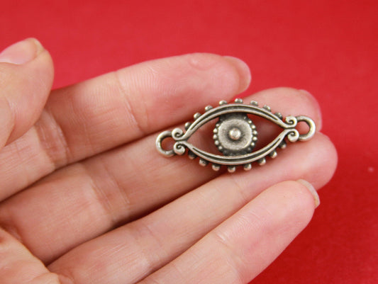 C0008>>MADE in EUROPE 2 zamak Evil eye connectors, bracelet zamak connector, bracelet Evil eye connector qty 2