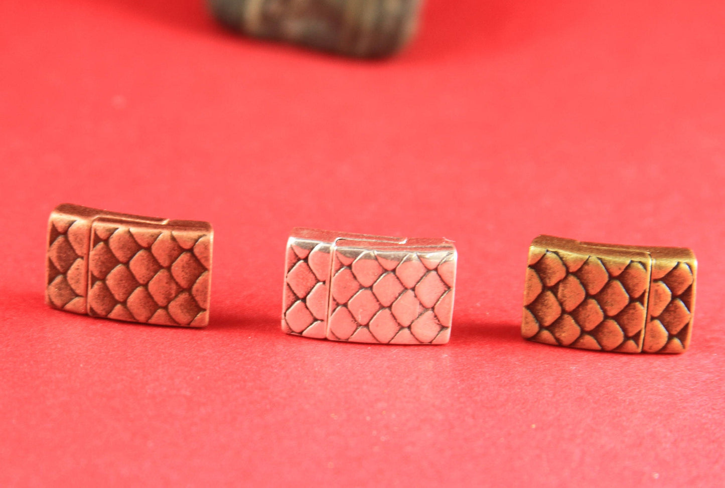 FC0270>>MADE in EUROPE zamak clasp, 10mm copper clasp, flat leather cord clasp, snakeskin clasp Qty1