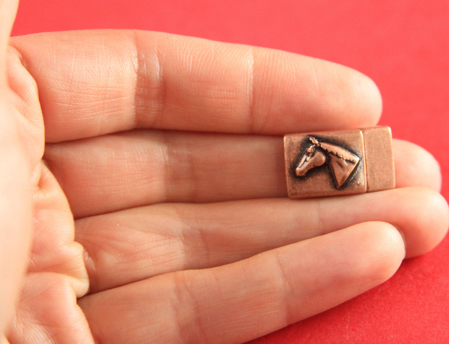 FC0138>>MADE in EUROPE zamak clasp, 10mm flat cord horse clasp, flat leather clasp, horse clasp Qty1