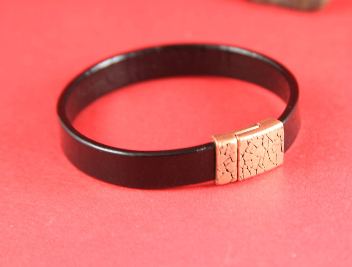 FC0139>>MADE in EUROPE zamak clasp, 10mm flat cord clasp, 10x2mm copper clasp Qty1