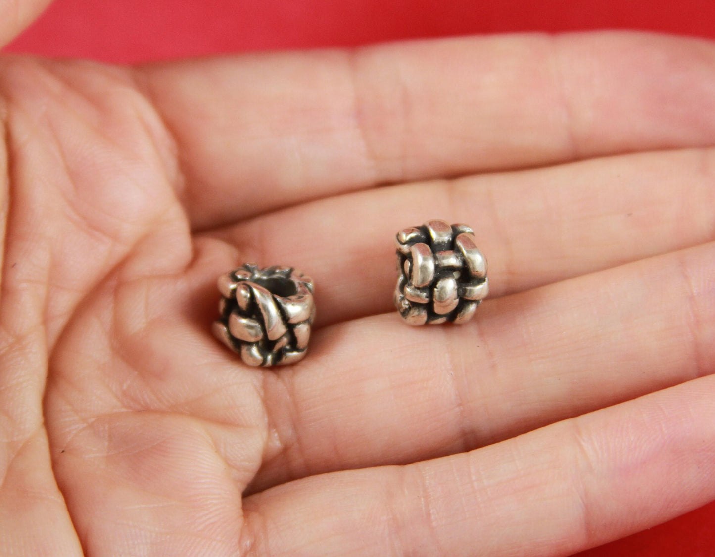 RS0092>> MADE in EUROPE 2 zamak tubes, 5mm hole zamak woven tube slider, round cord tubes  (77627/05) qty2
