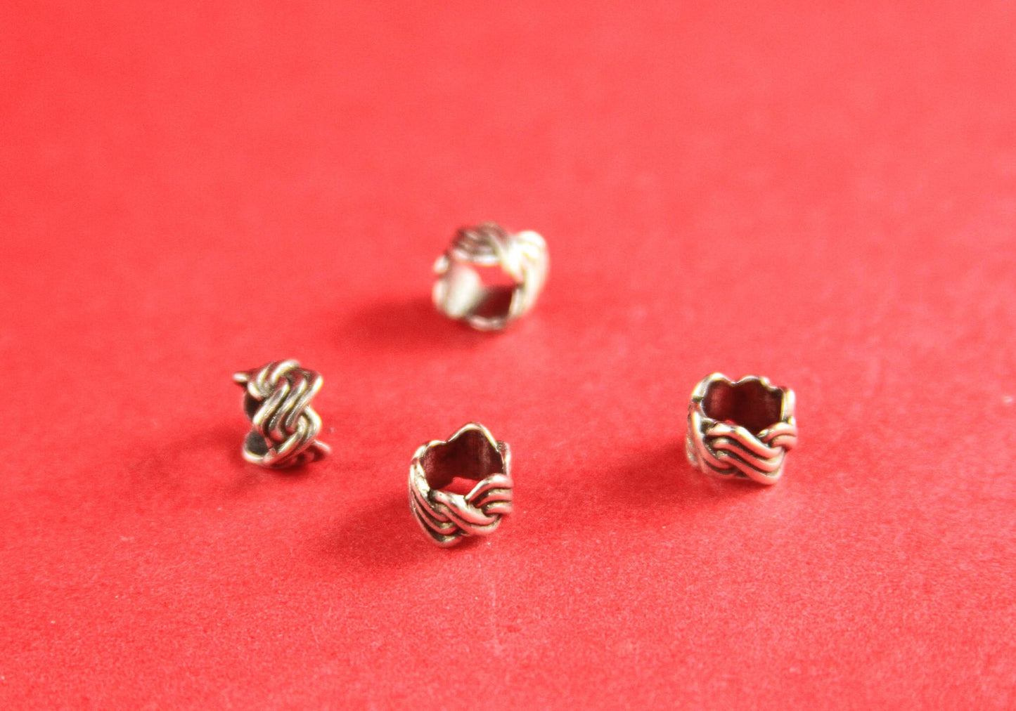 13/4 MADE in EUROPE 4 zamak silver tubes, 5mm hole zamak tube slider, 5mm round cord sliders, round cord tube  (F854S) qty4