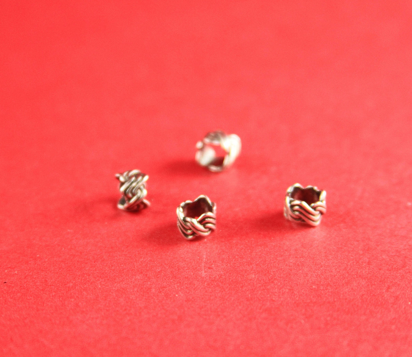 13/4 MADE in EUROPE 4 zamak silver tubes, 5mm hole zamak tube slider, 5mm round cord sliders, round cord tube  (F854S) qty4