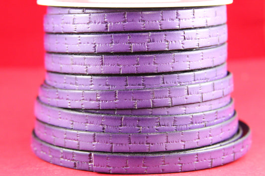 MADE in SPAIN 24" flat leather cord, 10mm flat engraved leather cord for bracelet, embossed 10mm leather cord (505/10/06)