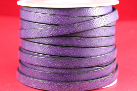 MADE in EUROPE 24" flat leather cord, 10mm purple leather cord, 10mm embossed leather cord (499/10/06)