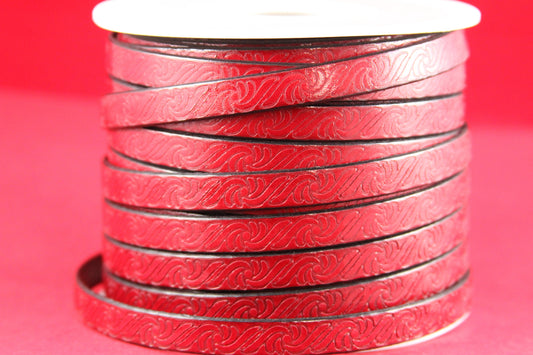 MADE in EUROPE 24" flat leather cord, embossed 10mm leather cord, engraved leather cord (499/10/27)