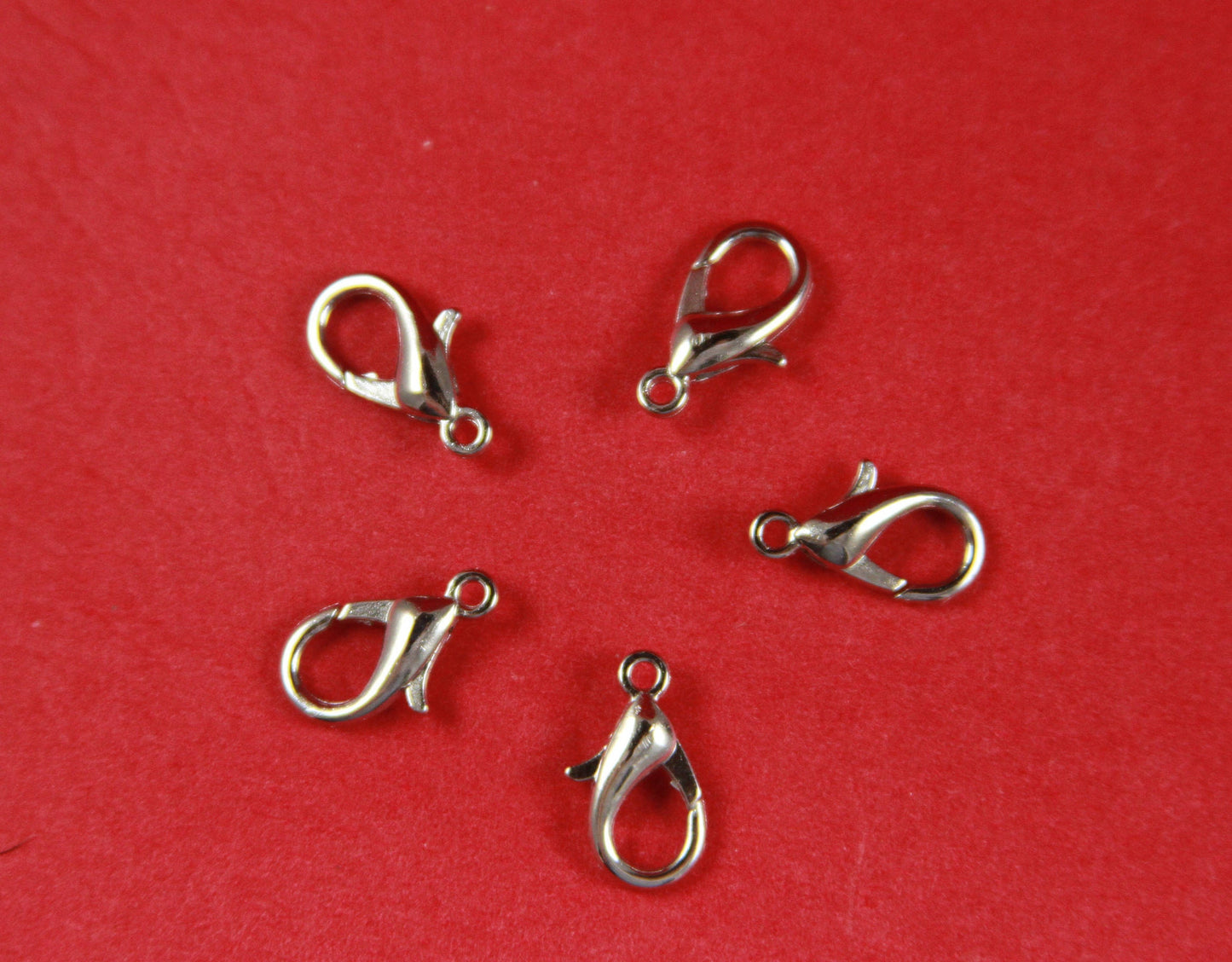 RC0044>>MADE in EUROPE 5 silver lobster clasps, 15mm lead free metal lobster clasp (Ablz173) Qty5
