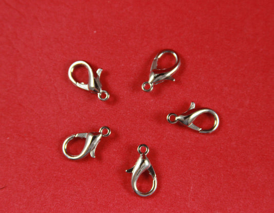 RC0044>>MADE in EUROPE 5 silver lobster clasps, 15mm lead free metal lobster clasp (Ablz173) Qty5