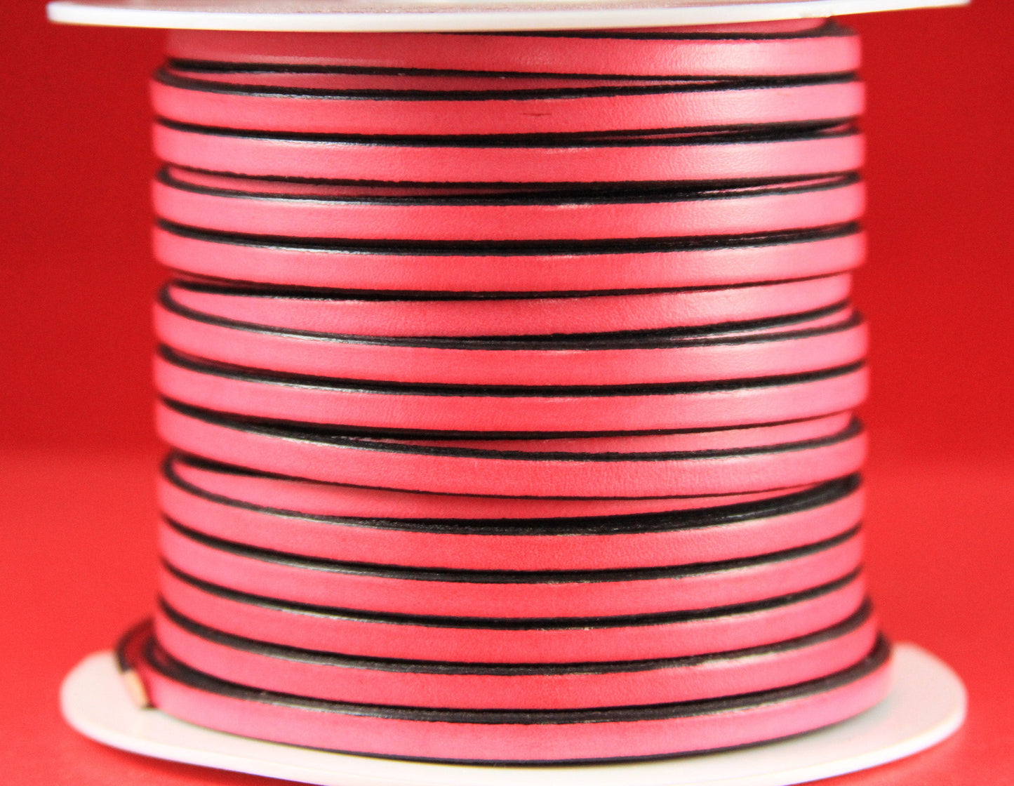 MADE in EUROPE 1 yard of 5mm flat leather cord, genuine leather 5mm strip, pink flat leather cord (221/05/23)
