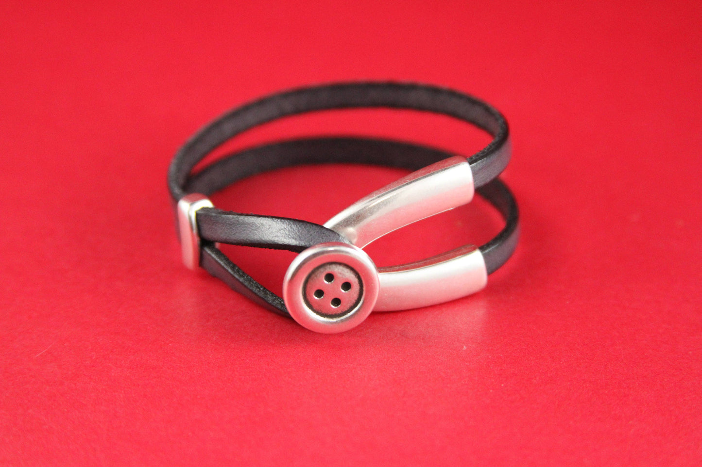 B0058>>MADE in EUROPE zamak button clasp with slider, double strand 5mm cord clasp, 5mm flat cord clasp,  U clasp (9136-0277)Qty1set