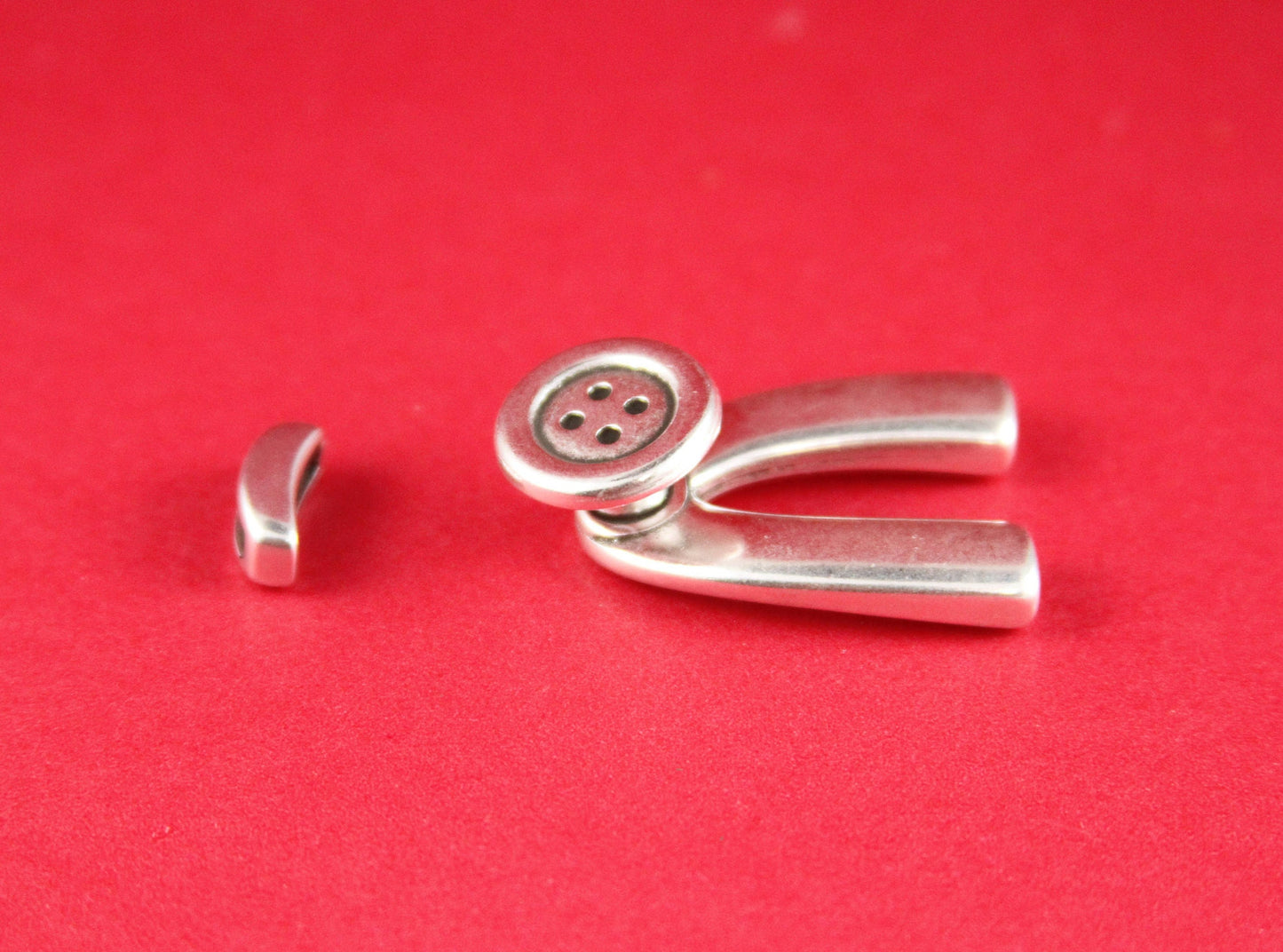 B0058>>MADE in EUROPE zamak button clasp with slider, double strand 5mm cord clasp, 5mm flat cord clasp,  U clasp (9136-0277)Qty1set