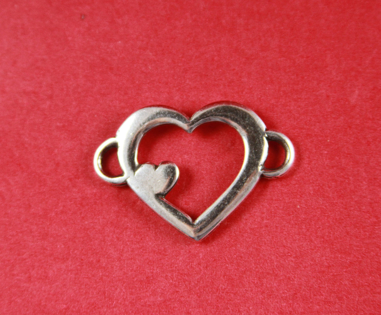 C0047>>MADE in EUROPE zamak heart connector, heart in heart connector, bracelet zamak connector, large heart connector (Ablz177S) Qty1