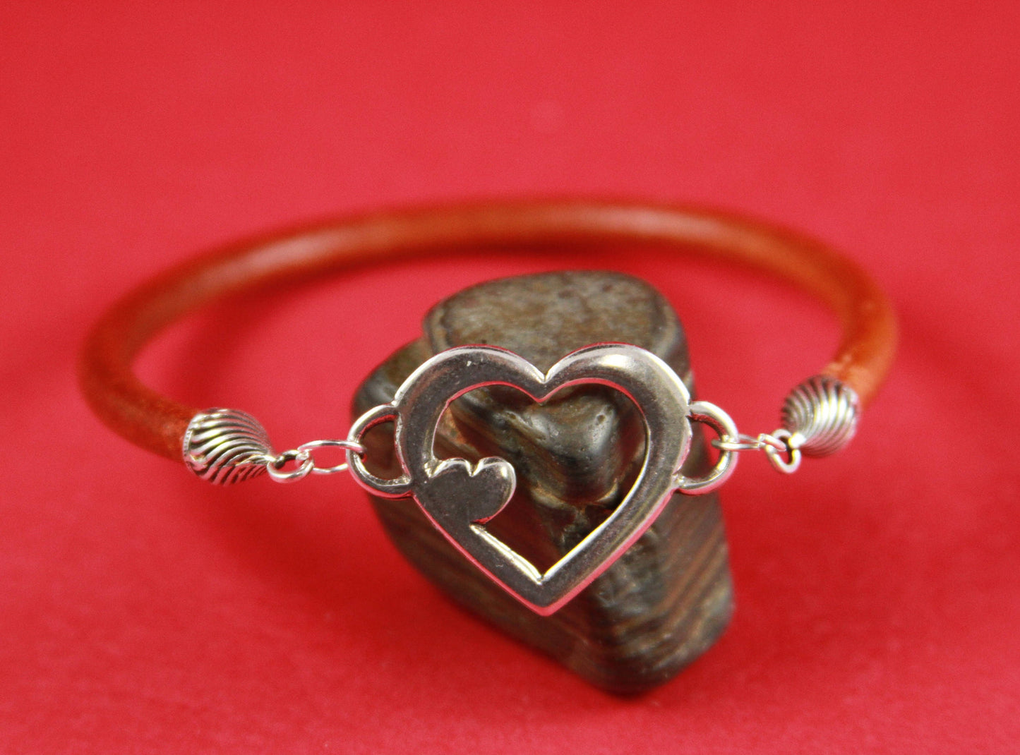 C0047>>MADE in EUROPE zamak heart connector, heart in heart connector, bracelet zamak connector, large heart connector (Ablz177S) Qty1