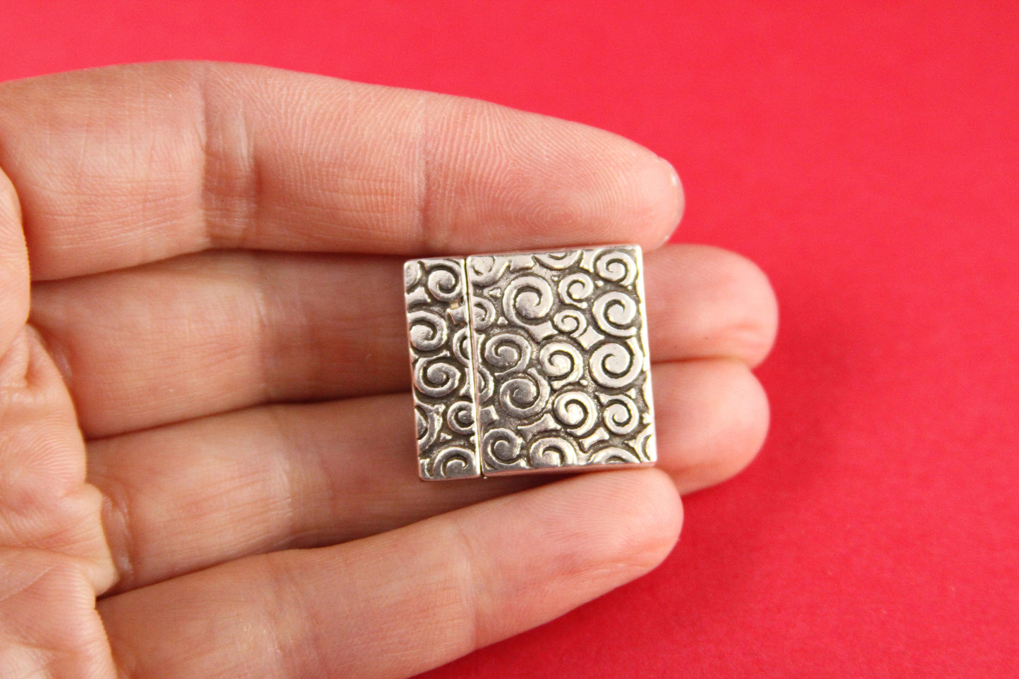 FC0075>>MADE in EUROPE zamak clasp, 20mm flat cord clasp, large clasp, silver swirl clasp Qty1
