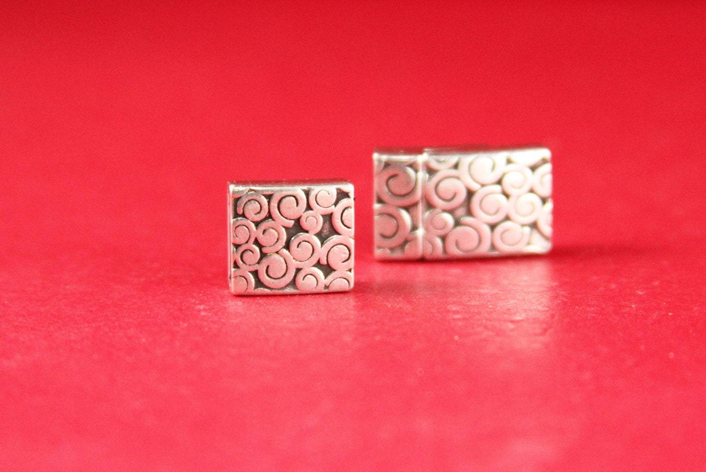 FS0187>>MADE in EUROPE 2 zamak swirl sliders, silver square slider, 10mm flat cord slider, 10mm flat cord swirl slider qty2