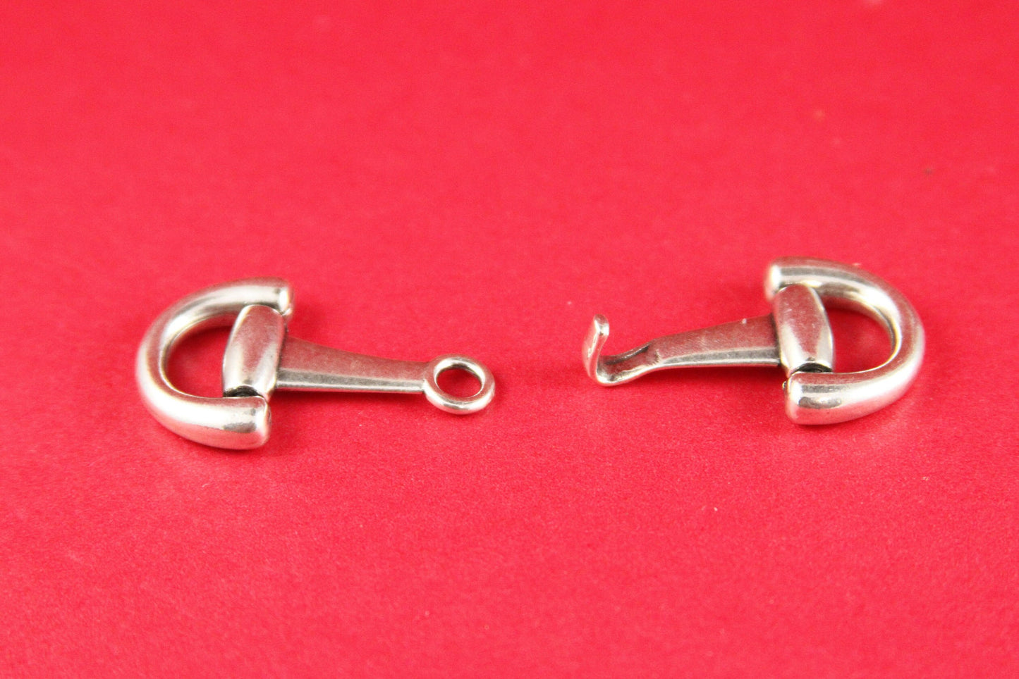 FC0145>>MADE in EUROPE flat cord stirrup hook clasp, snuffle bit hook clasp, zamak stirrup connector (STRGS) Qty1