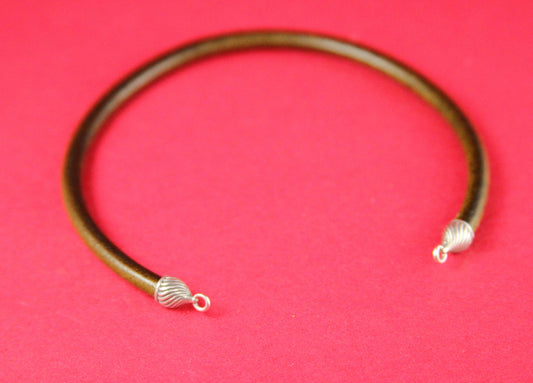 6/6 MADE IN EUROPE zamak 4 cord end caps, 4mm round leather cord ends, bracelet cord ends (CR40/4S) Qty4