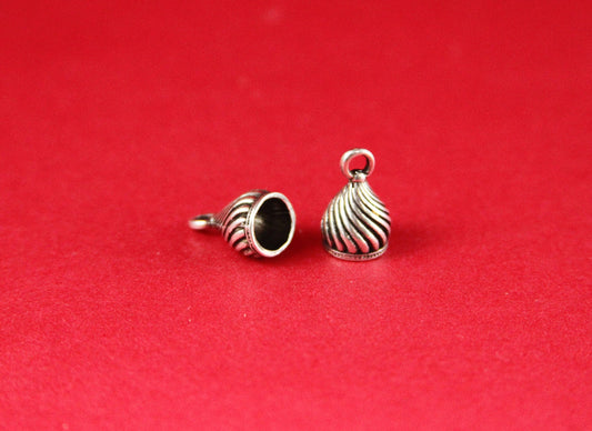 6/6 MADE in EUROPE 4 zamak cord end caps, 5mm round cord ends, round cord end caps, silver cord end caps (CR40/5S) Qty4