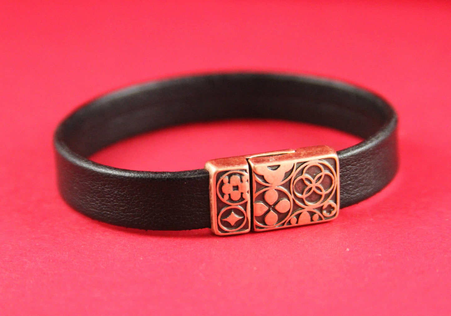 FC0040>>MADE in EUROPE zamak clasp, 10mm flat cord clasp, 10x2mm copper clasp Qty1