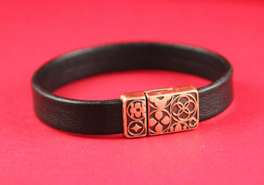 FC0040>>MADE in EUROPE zamak clasp, 10mm flat cord clasp, 10x2mm copper clasp Qty1