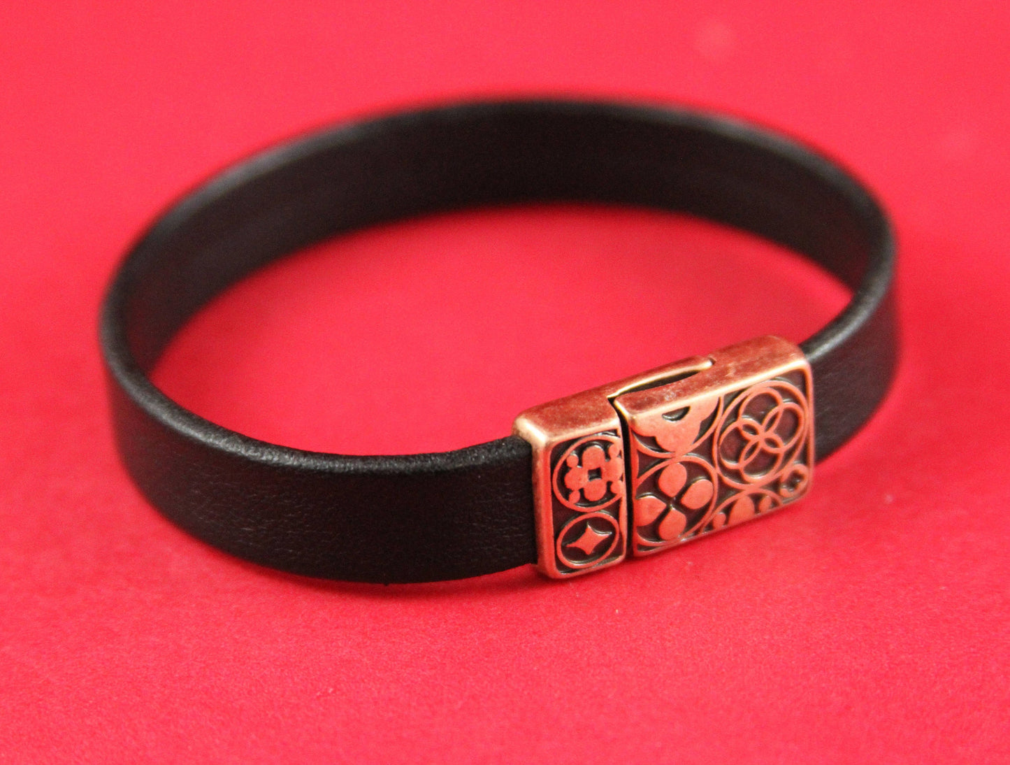 FC0040>>MADE in EUROPE zamak clasp, 10mm flat cord clasp, 10x2mm copper clasp Qty1