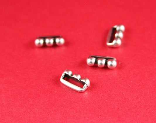 FS0189>>MADE in EUROPE 4 zamak beaded sliders, 10mm flat cord sliders, 10mm leather cord zamak sliders, zamak sliders Qty4