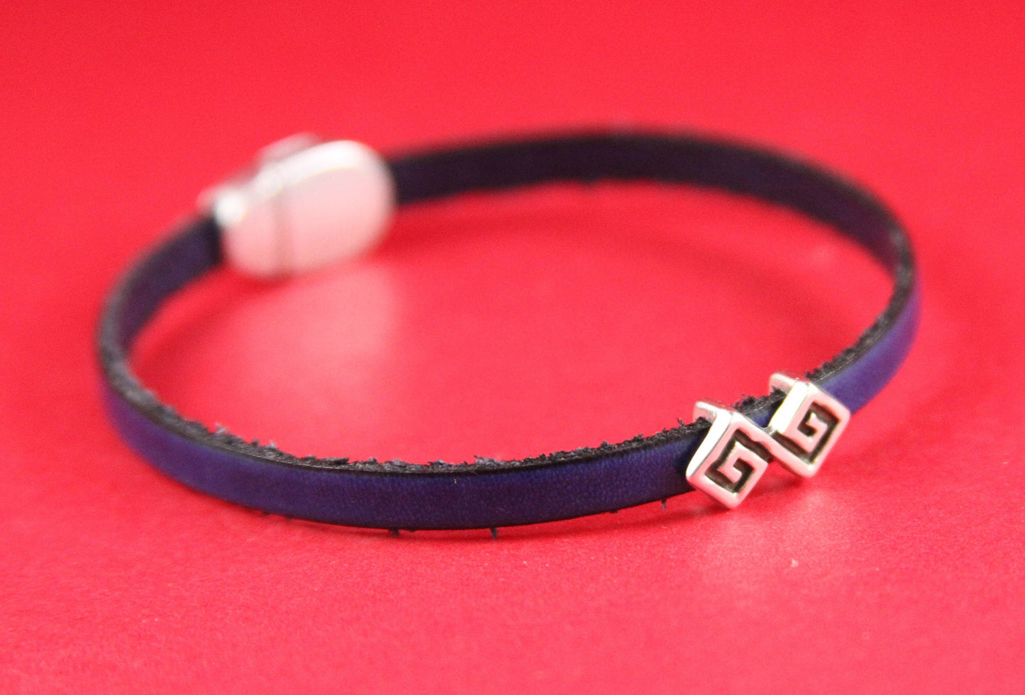 FS0176>>MADE in EUROPE 2 zamak greek key sliders, 5mm cord meander slider, flat 5mm cord slider bead,   Qty2