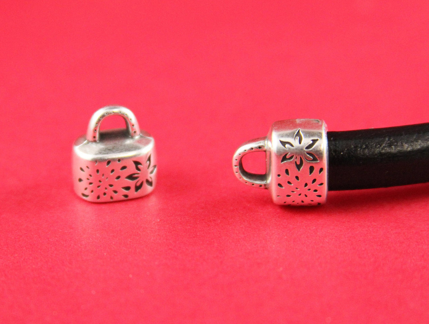 LC0009>> MADE IN EUROPE licorice  cord ends, licorice cord floral end caps, 10x6mm end caps(PF8577) Qty2