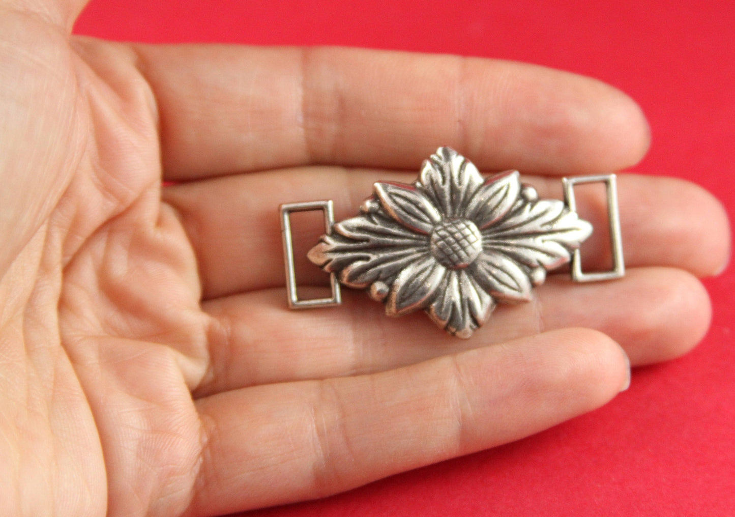 C0093>>MADE in EUROPE zamak flower connector, bracelet zamak component (7379s) qty1