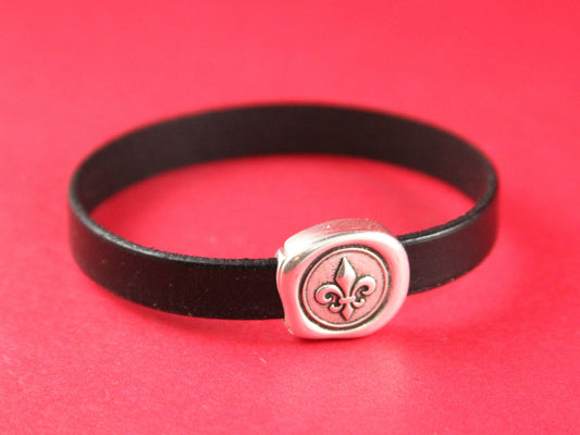 FC0125>>MADE in EUROPE Zamak fleur de lis clasp, 10mm flat cord clasp, flat leather cord clasp Qty1
