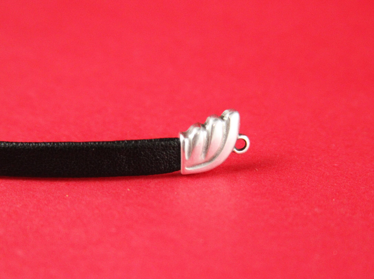 6/3 MADE IN EUROPE 2 leather cord ends, 5mm flat leather cord end caps, flat leather cord clasp, 5mm flat cord ends, Qty2