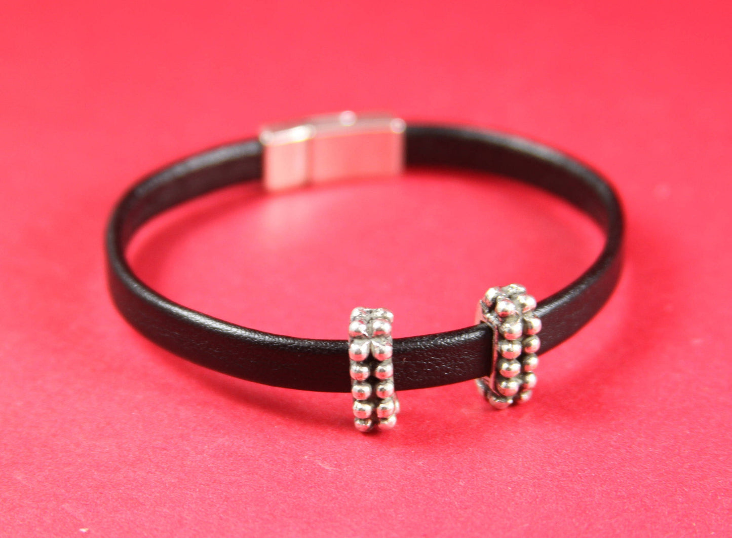 FS0136>> MADE in EUROPE 2 zamak beaded sliders for 6mm cord, flat cord sliders, zamak 6mm beaded slider qty2