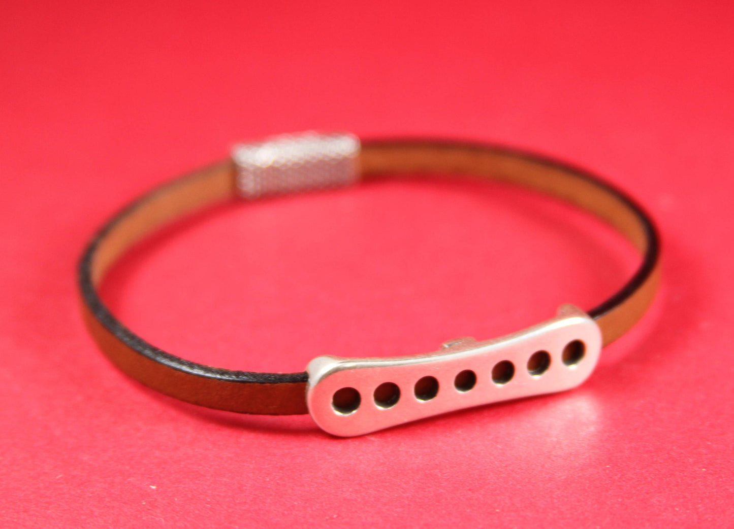 FS0138>>MADE in EUROPE zamak slider, 5mm cord slider tube, flat 5mm cord slider bead, silver slider tube  Qty1