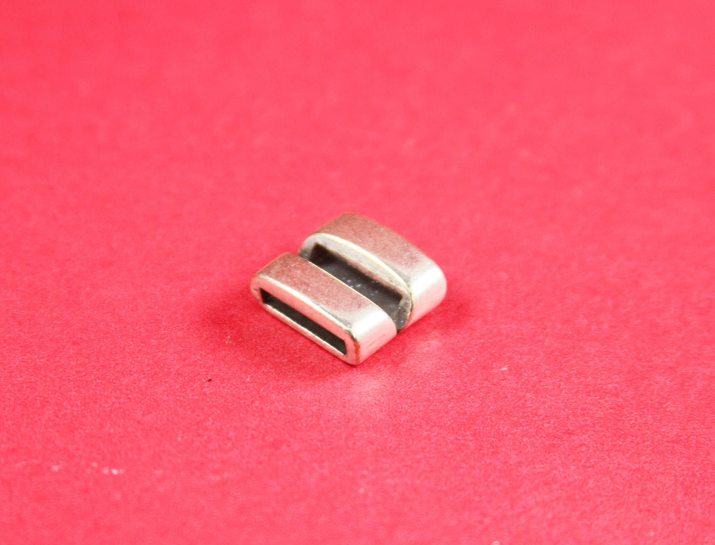 FS0150>> MADE IN EUROPE 2 zamak flat sliders, flat cord slider, 10mm flat cord sliders, silver sliders Qty2