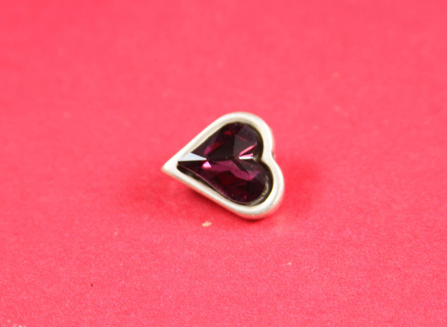 FS0145>> MADE IN EUROPE zamak heart slider with Swarovski purple crystal, flat cord heart slider, swarovski heart slider(78316/10VF) Qty1