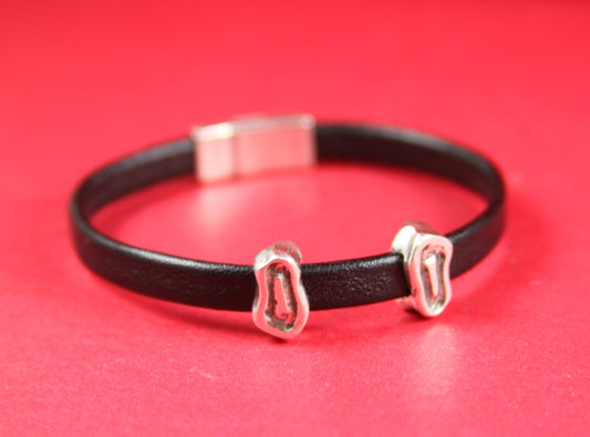 FS0307>>MADE in EUROPE 2 zamak sliders for 6mm cord, flat cord slider, zamak irregular sliders qty2