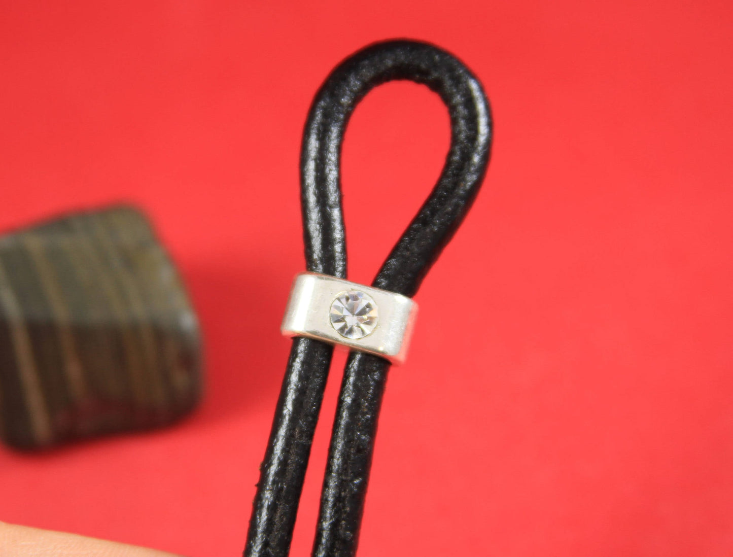 12/2 MADE in EUROPE 2 zamak separators with Swarovski crystal, 5mm cord strand separator, round cord separator (78277/05) Qty2
