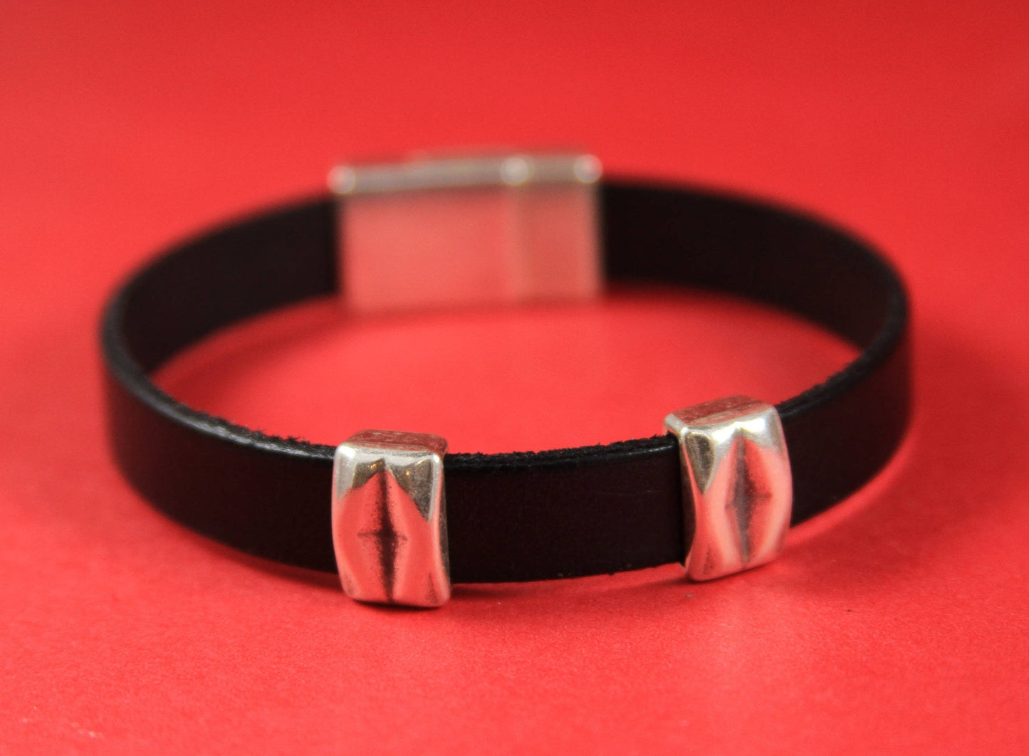 FS0312>>MADE in EUROPE 2 zamak sliders, 10mm flat cord slider bars, 10mm leather cord simple sliders, zamak sliders  Qty2