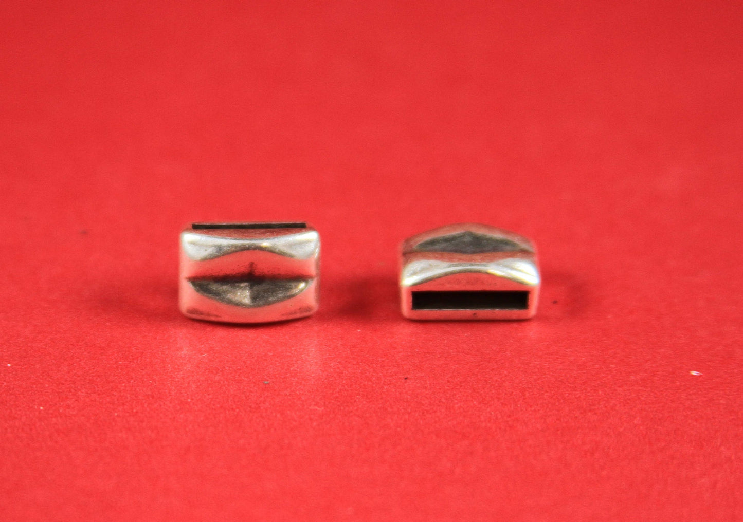 FS0312>>MADE in EUROPE 2 zamak sliders, 10mm flat cord slider bars, 10mm leather cord simple sliders, zamak sliders  Qty2