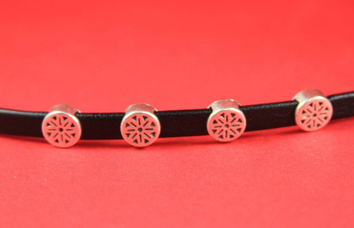 FS0303>>MADE in EUROPE 4 zamak sliders for 6mm cord, flat cord round slider, zamak round slider  qty4