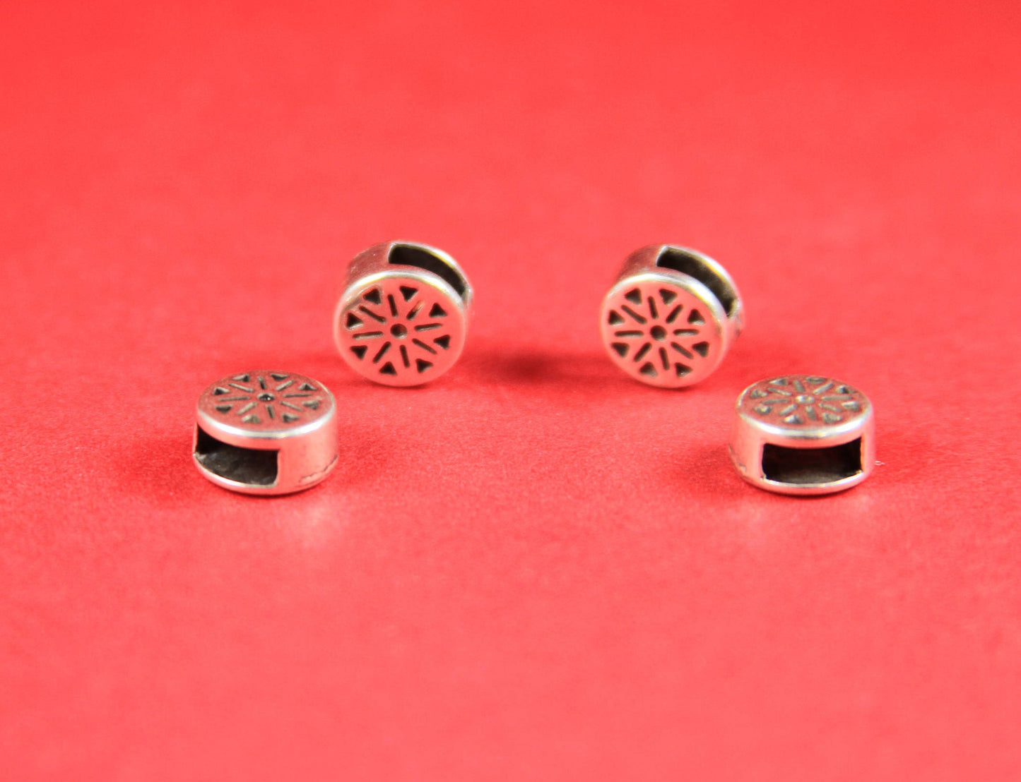 FS0303>>MADE in EUROPE 4 zamak sliders for 6mm cord, flat cord round slider, zamak round slider  qty4