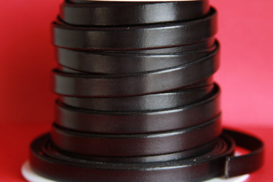 MADE IN SPAIN 24" flat leather cord, black 10mm flat leather cord, 10mm plain leather cord