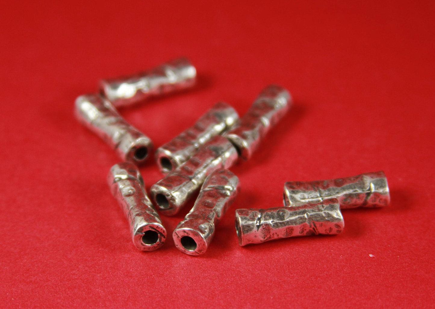 RS0116>>MADE IN EUROPE  2 zamak tube  sliders, hammered zamak tubes, round cord sliders , 3mm leather  slider Qty2