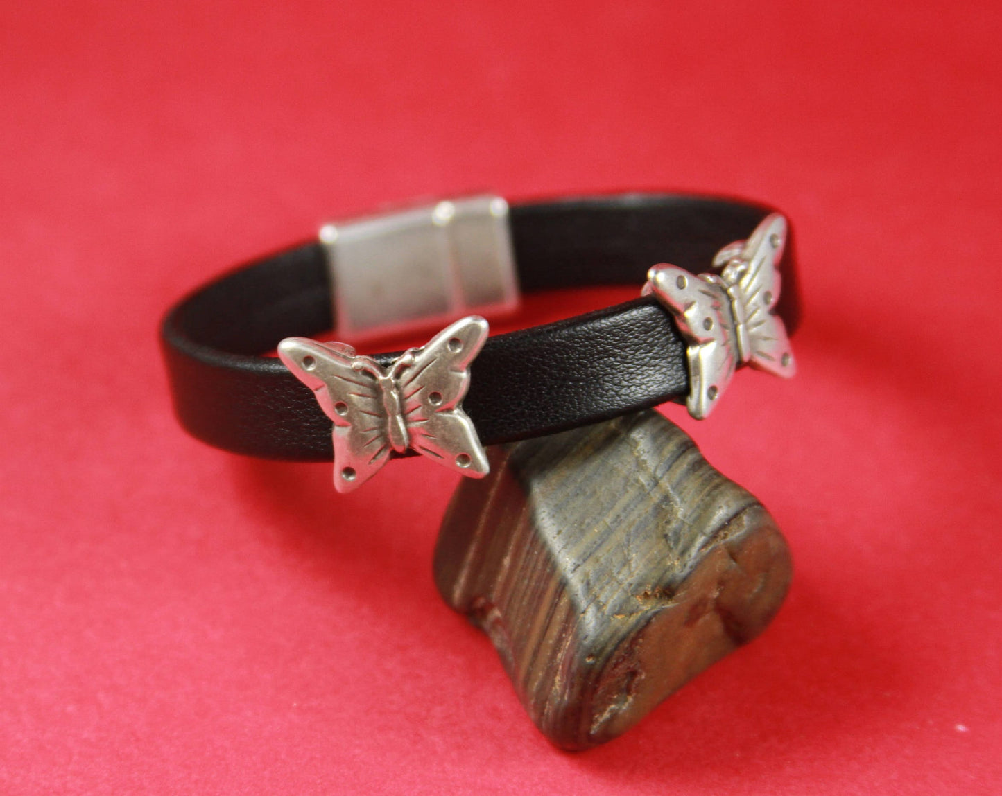 FS0284>>MADE IN EUROPE 2 zamak butterfly sliders, flat cord slider, 10mm flat cord sliders, silver butterfly sliders Qty2