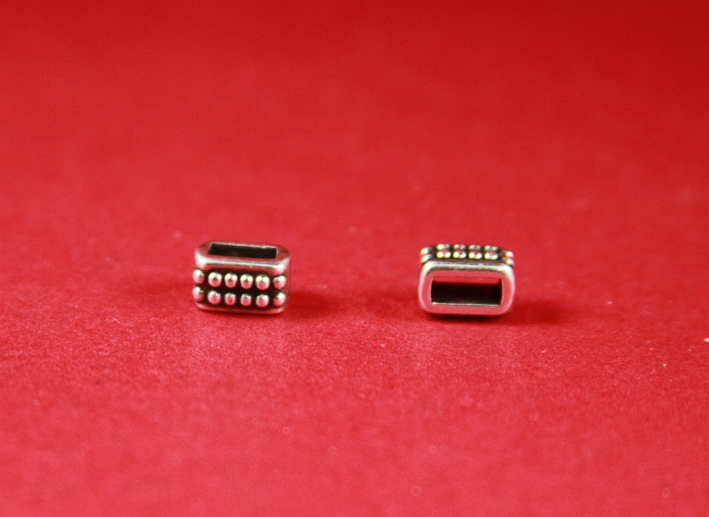 FS0099>>MADE in EUROPE 4 zamak beaded sliders for 6mm cord, flat cord sliders, zamak 6mm beaded slider qty4