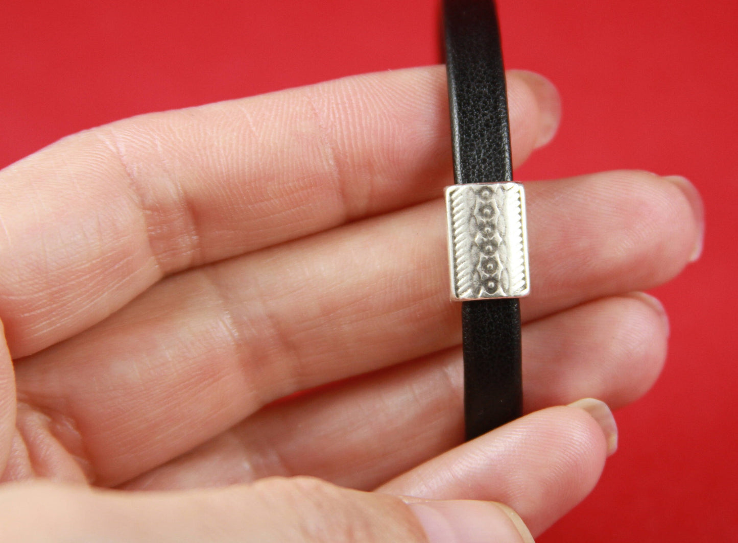 FS0287>> MADE in EUROPE 2 zamak sliders for 6mm cord, flat cord slider, zamak textured sliders qty2