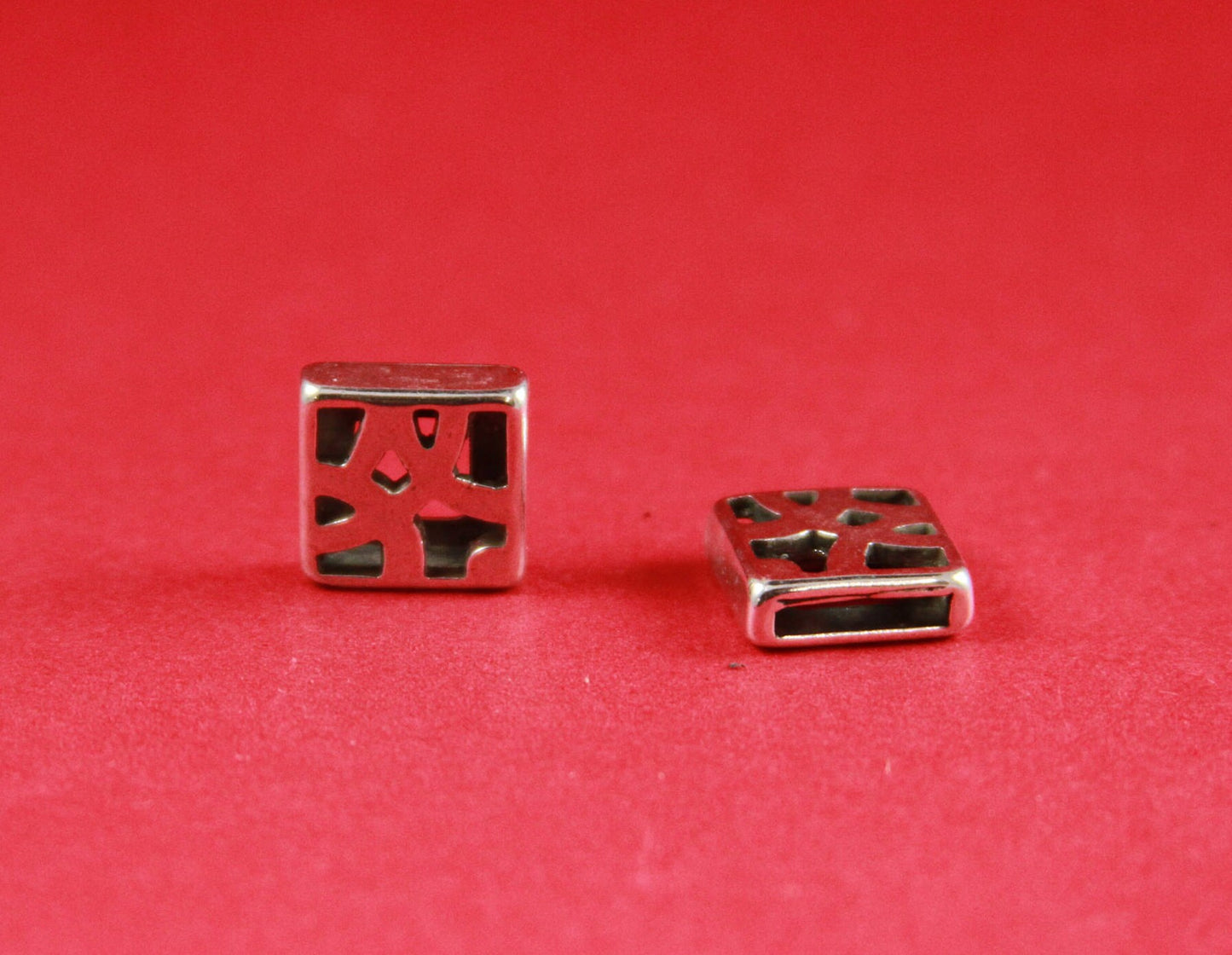 FS0323>> MADE IN EUROPE 2 zamak square sliders, slider for flat cord, 10mm flat cord slider (Ablz169) Qty2