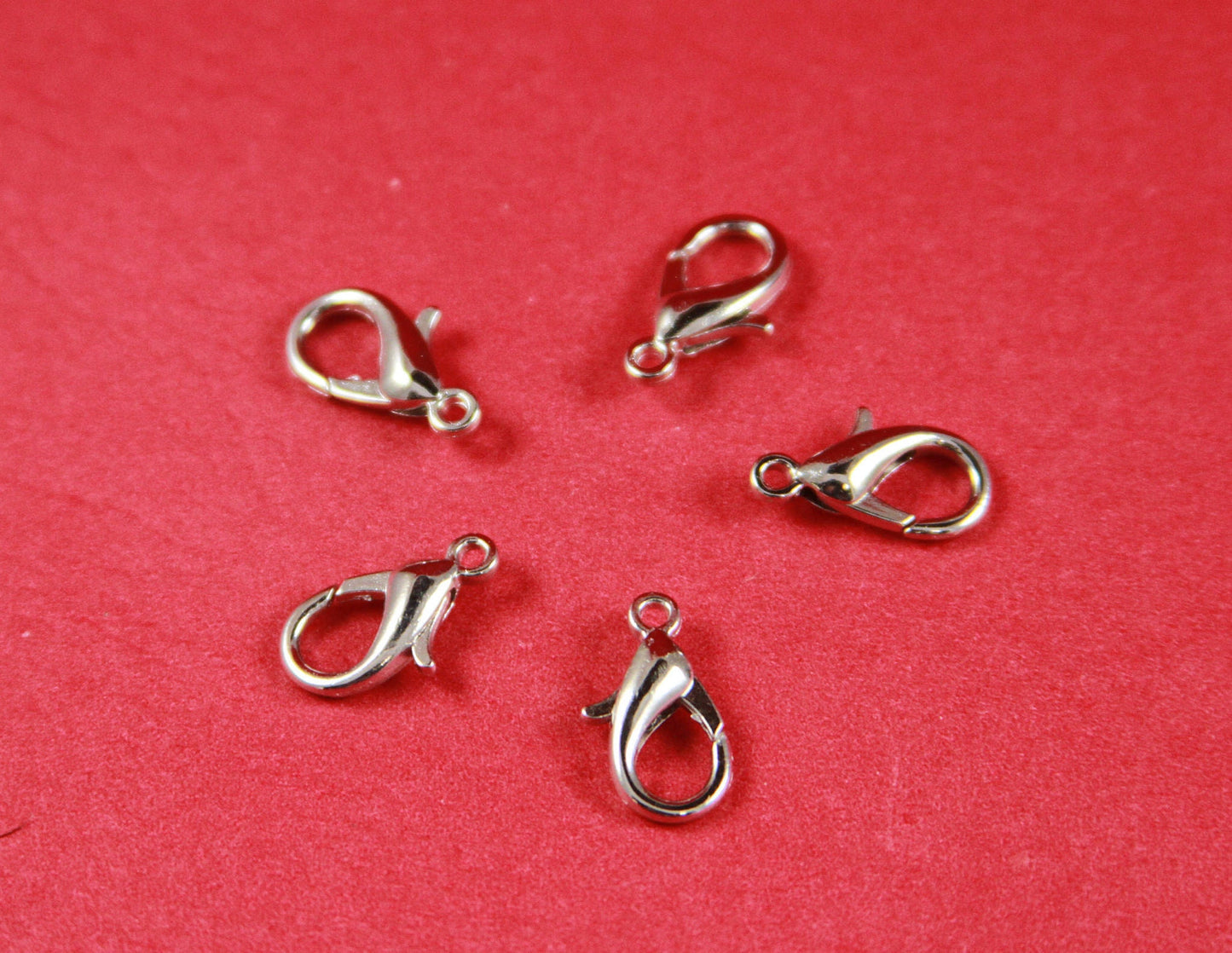 RC0044>>MADE in EUROPE 5 silver lobster clasps, 15mm lead free metal lobster clasp (Ablz173) Qty5