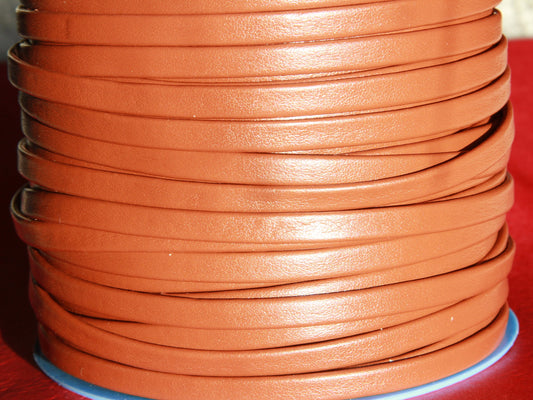 MADE in EUROPE 1 yard of 6mm flat leather cord, brown folded 6mm leather cord, light brown 6mm leather cord (TD6VAR)