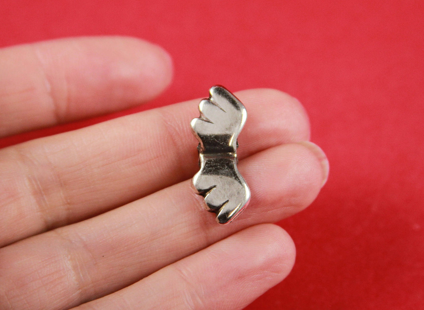 RS0110>>MADE IN EUROPE 2 zamak wing beads, silver wings sliders, 3mm cord sliders, (Ablz175s) Qty2